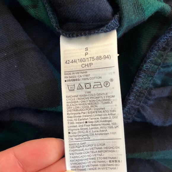 Gap Womens Green Navy Plaid Flannel Tiered Long Sleeve Mini Dress Size Small NWT - Picture 4 of 6